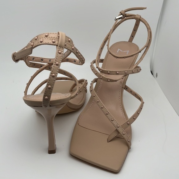 Marc Fisher Dallin Tan Ankle Strap Stiletto Heels Square Toe Sandals Size 8 - Picture 14 of 14
